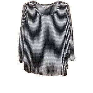 Loft Women's Striped Black White Long Sleeve Top Large.  HL197